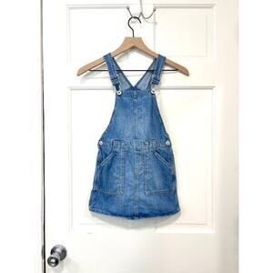 OshKosh B'gosh Overall Dress Girls Sz 7/7A Blue Denim Vest Back Pockets Summer